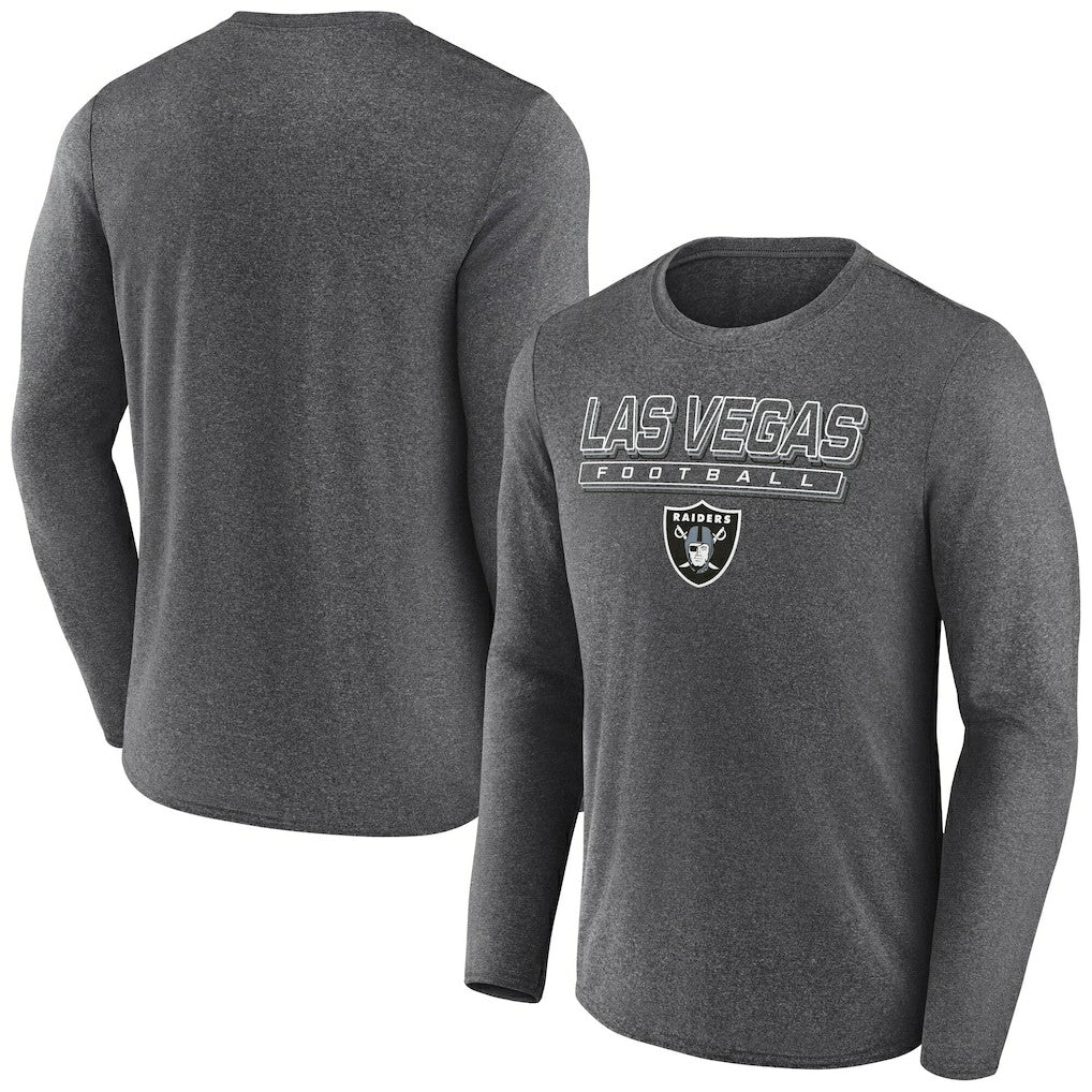 Las Vegas Raiders Fundamentals Long Sleeve T-Shirt - Heather Charcoal - Fanatics
