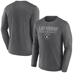 Las Vegas Raiders Fundamentals Long Sleeve T-Shirt - Heather Charcoal - Fanatics