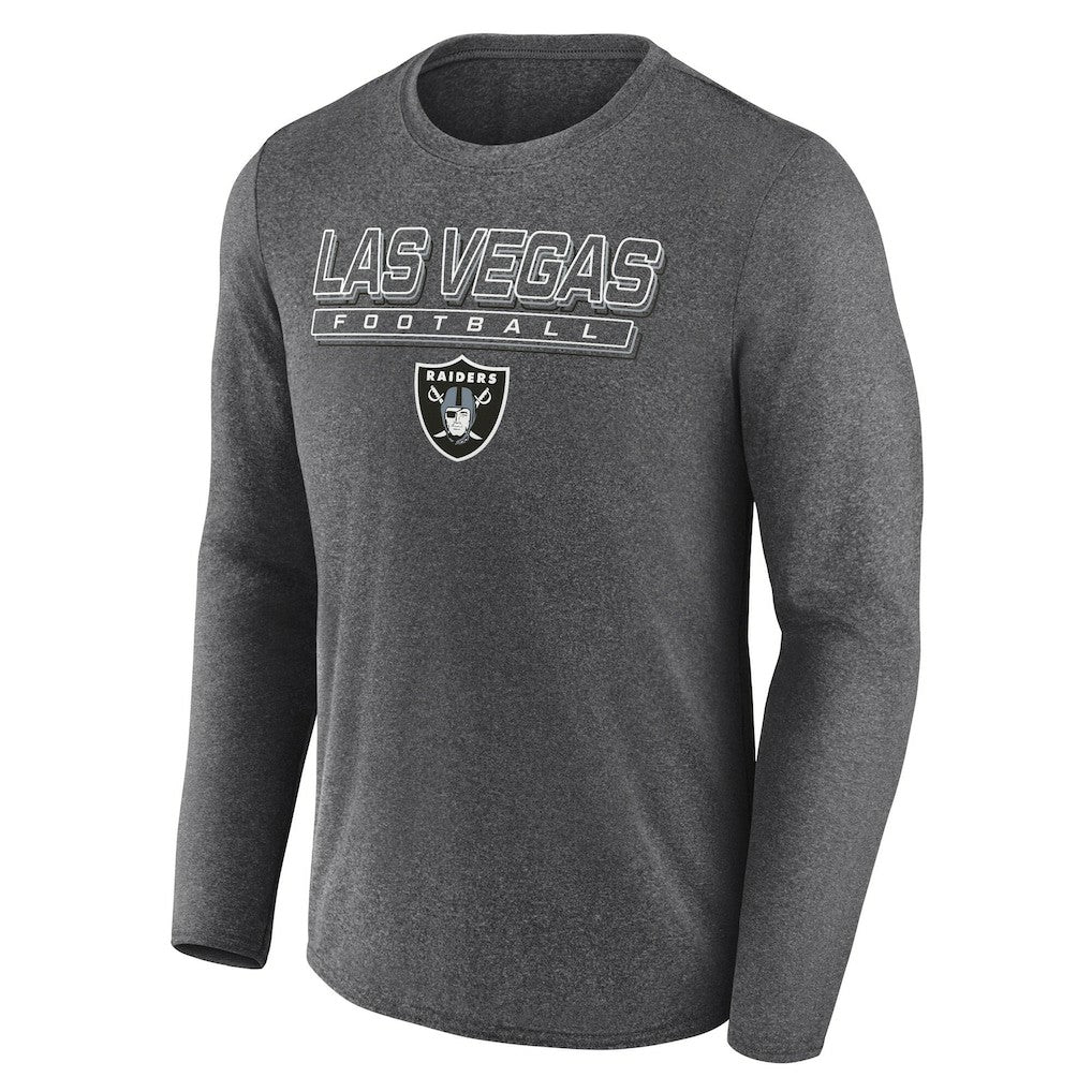 Las Vegas Raiders Fundamentals Long Sleeve T-Shirt - Heather Charcoal - Fanatics