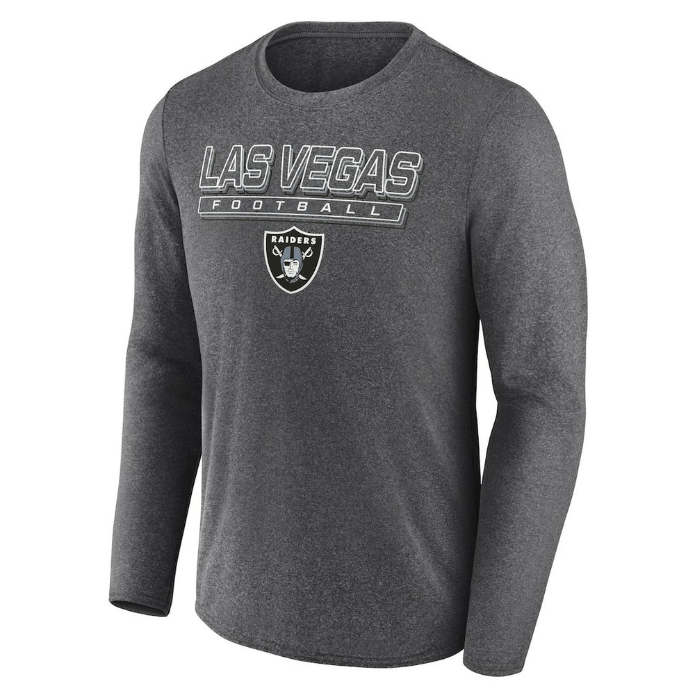 Las Vegas Raiders Fundamentals Long Sleeve T-Shirt - Heather Charcoal - Fanatics