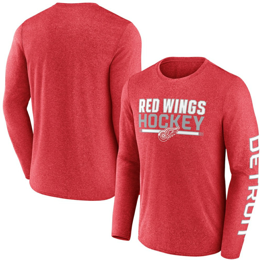 Detroit Red Wings Fanatics Sweep Iconic Synthetic Long Sleeve T-Shirt - Heather Red | Fanatics Lifestyle