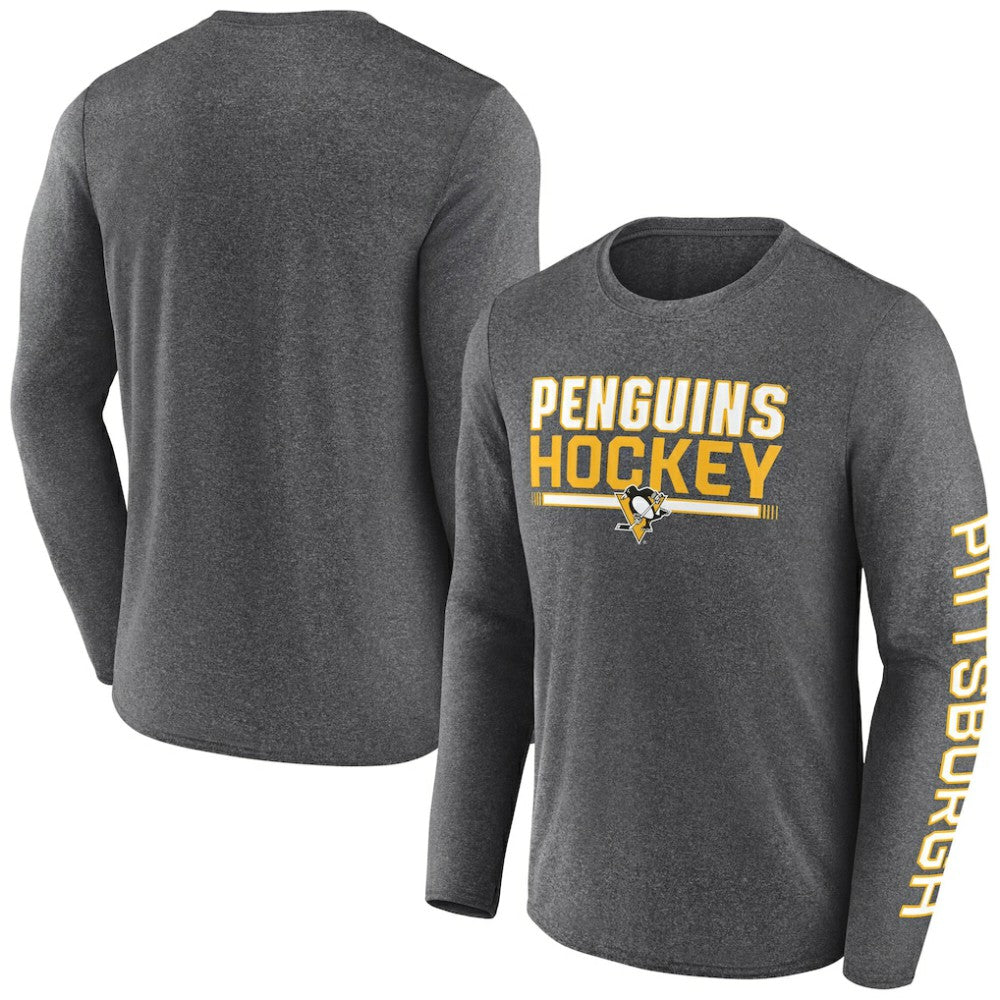 Pittsburgh Penguins Fanatics Sweep Iconic Synthetic Long Sleeve T-Shirt - Heather Charcoal | Fanatics online