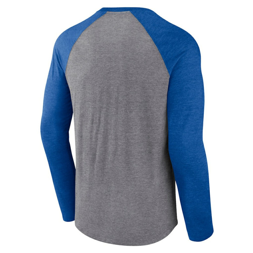 St. Louis Blues Fanatics 2022 NHL Winter Classic Vintage Distressed Raglan Tri-Blend Long Sleeve T-Shirt - Heather Gray/Heather Blue | Fanatics discount