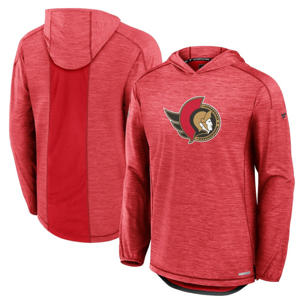 Ottawa Senators Fanatics Authentic Pro Rink Pullover Hoodie - Heather Red | Fanatics Clearance