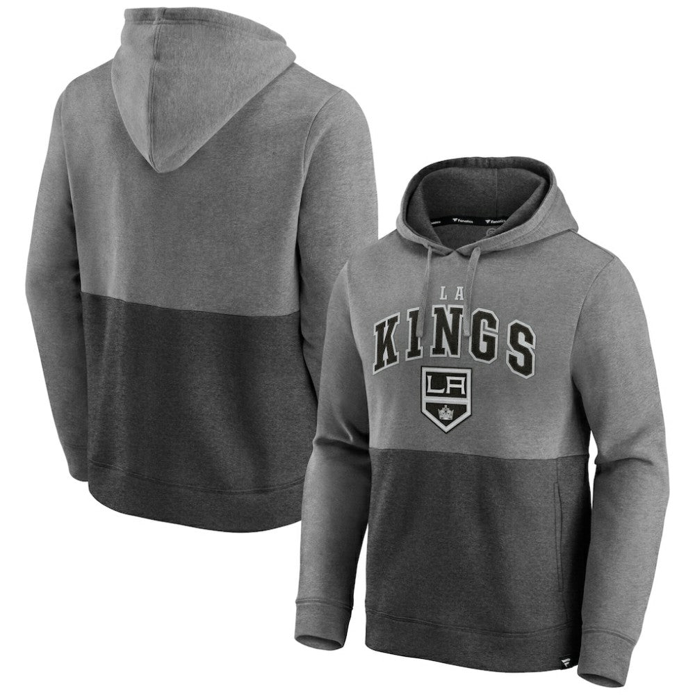 Los Angeles Kings Fanatics Block Party Signature Pullover Hoodie - Heather Gray/Heather Charcoal | Fanatics on sale