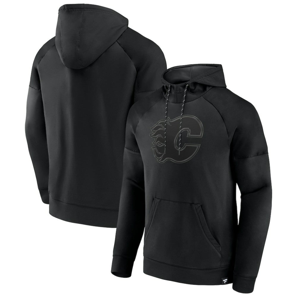 Calgary Flames Fanatics Black Ice Defender Raglan Pullover Hoodie | Fanatics discount