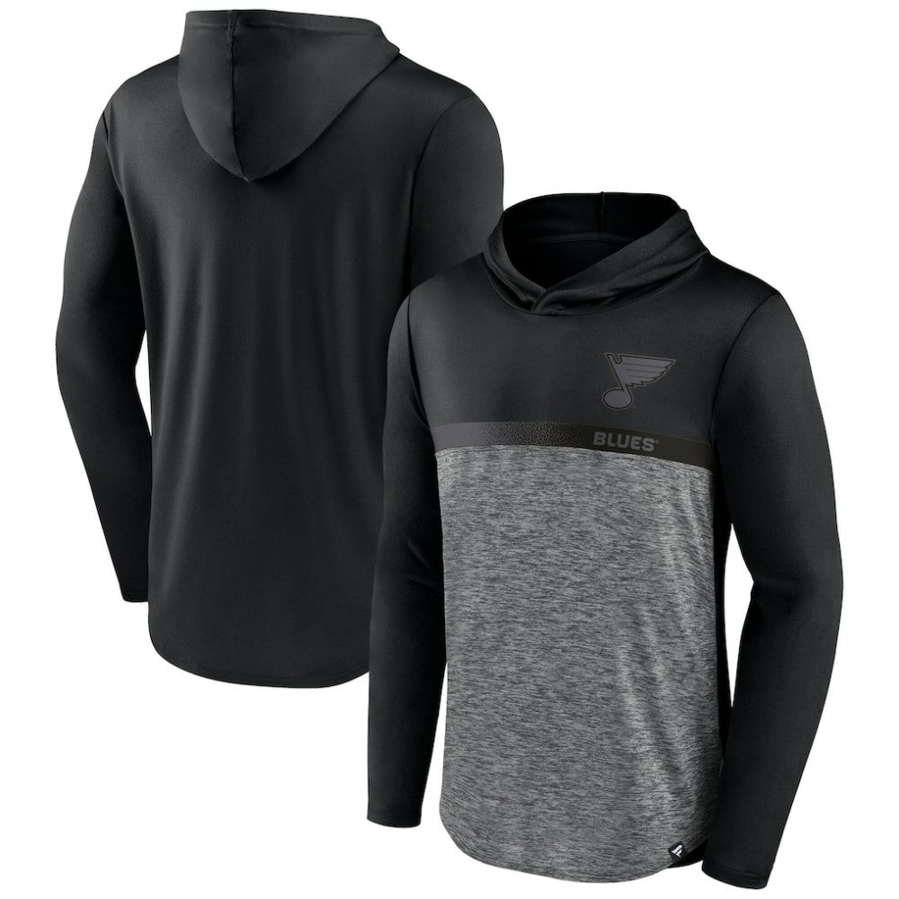 St. Louis Blues Fanatics Iconic Defender Pullover Hoodie - Black/Heather Charcoal | Fanatics near me