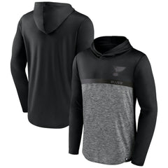 St. Louis Blues Fanatics Iconic Defender Pullover Hoodie - Black/Heather Charcoal | Fanatics near me