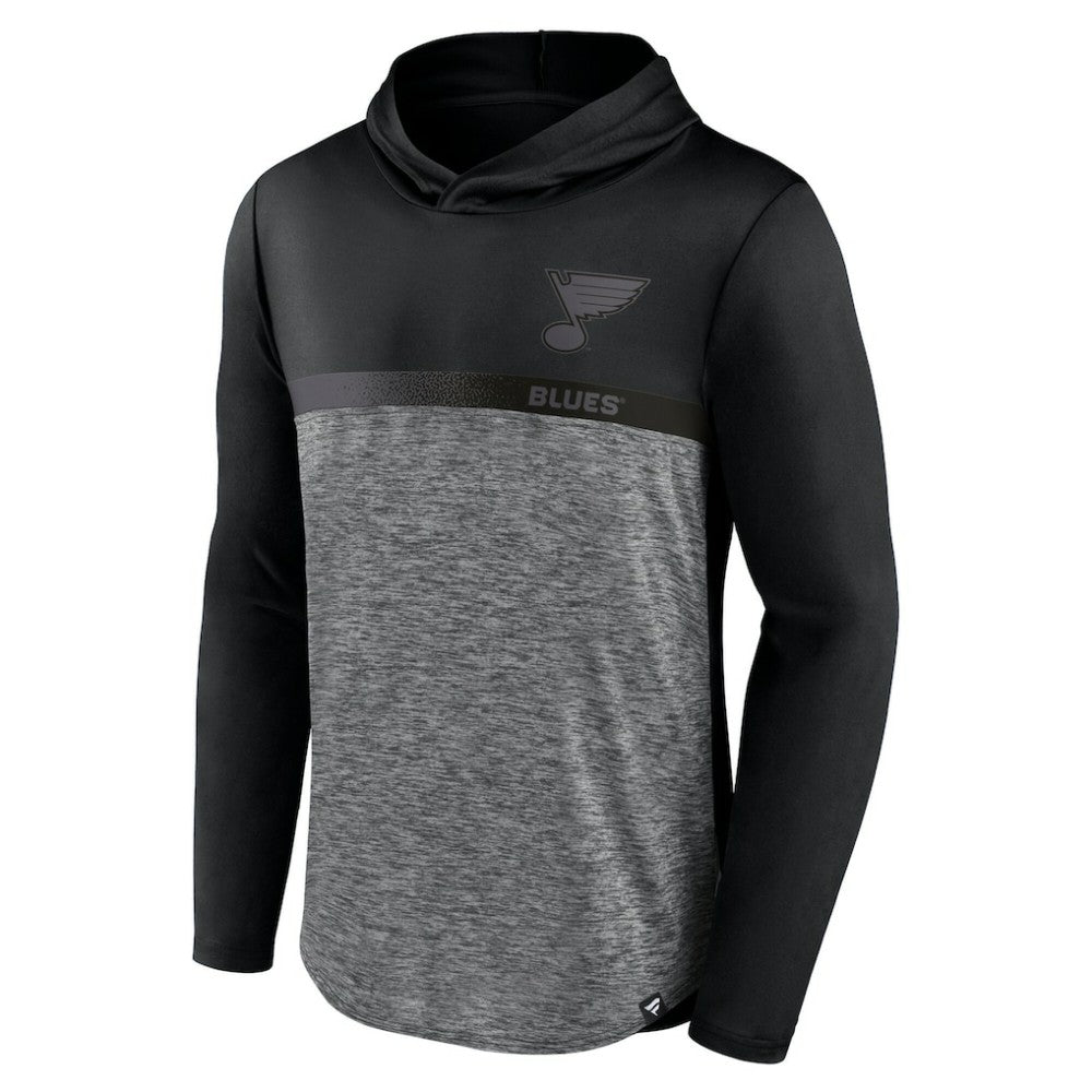 St. Louis Blues Fanatics Iconic Defender Pullover Hoodie - Black/Heather Charcoal | Fanatics near me