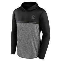 Seattle Kraken Fanatics Iconic Defender Pullover Hoodie - Black/Heather Charcoal | Fanatics on sale