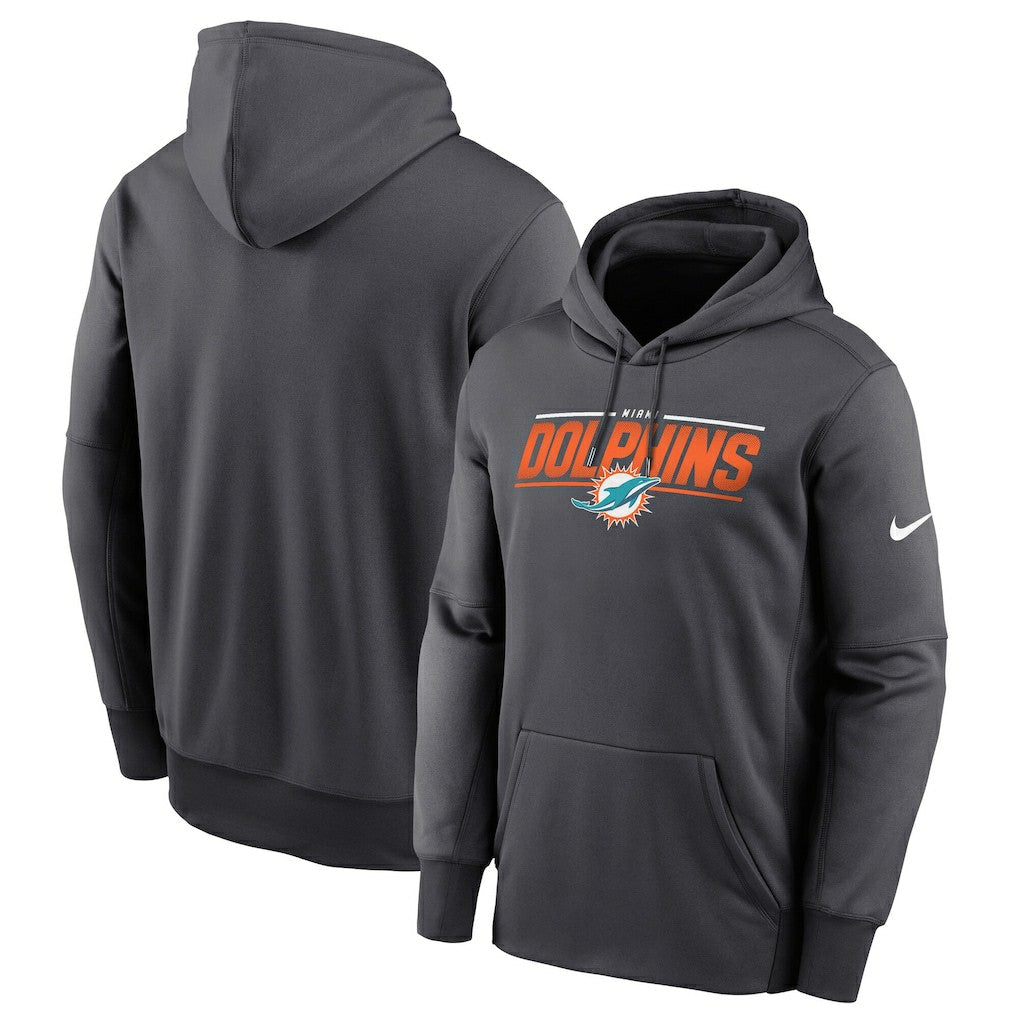 Miami Dolphins Team Muscle Performance Fleece Pullover Hoodie - Anthracite - Nike