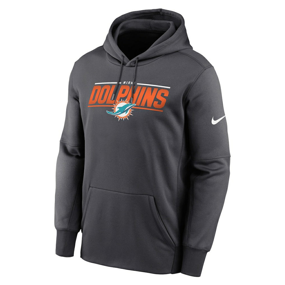 Miami Dolphins Team Muscle Performance Fleece Pullover Hoodie - Anthracite - Nike