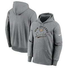 New Orleans Saints Performance Fleece Pullover Hoodie - Heather Gray - Nike