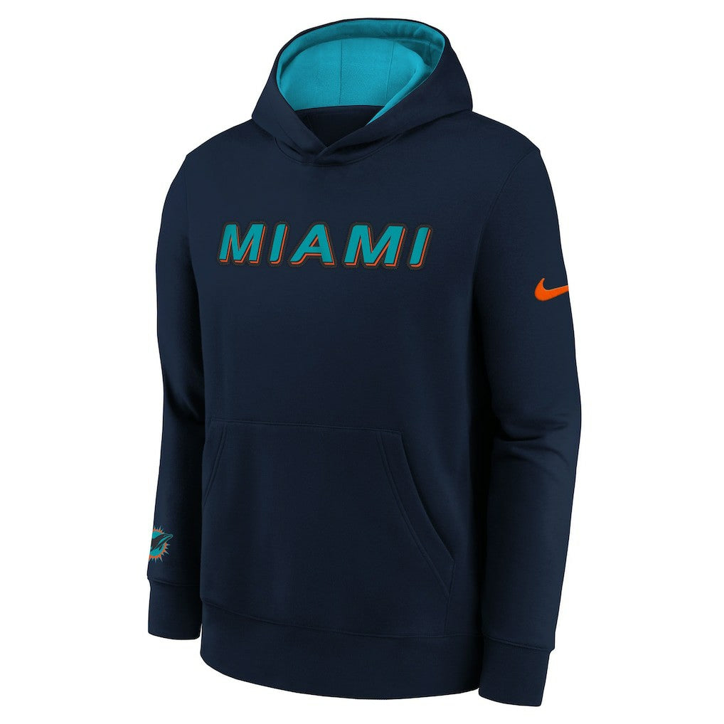 Miami Dolphins Youth 2025 Rivalries Collection Club Hoodie - Pitch Blue - Nike