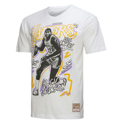 Mitchell & Ness Magic Johnson Los Angeles Lakers Hardwood Classics Chalked Up T-Shirt White