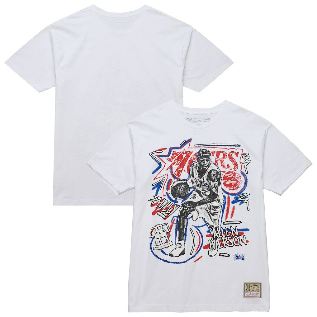 Mitchell & Ness Allen Iverson Philadelphia 76ers Hardwood Classics Chalked Up T-Shirt White