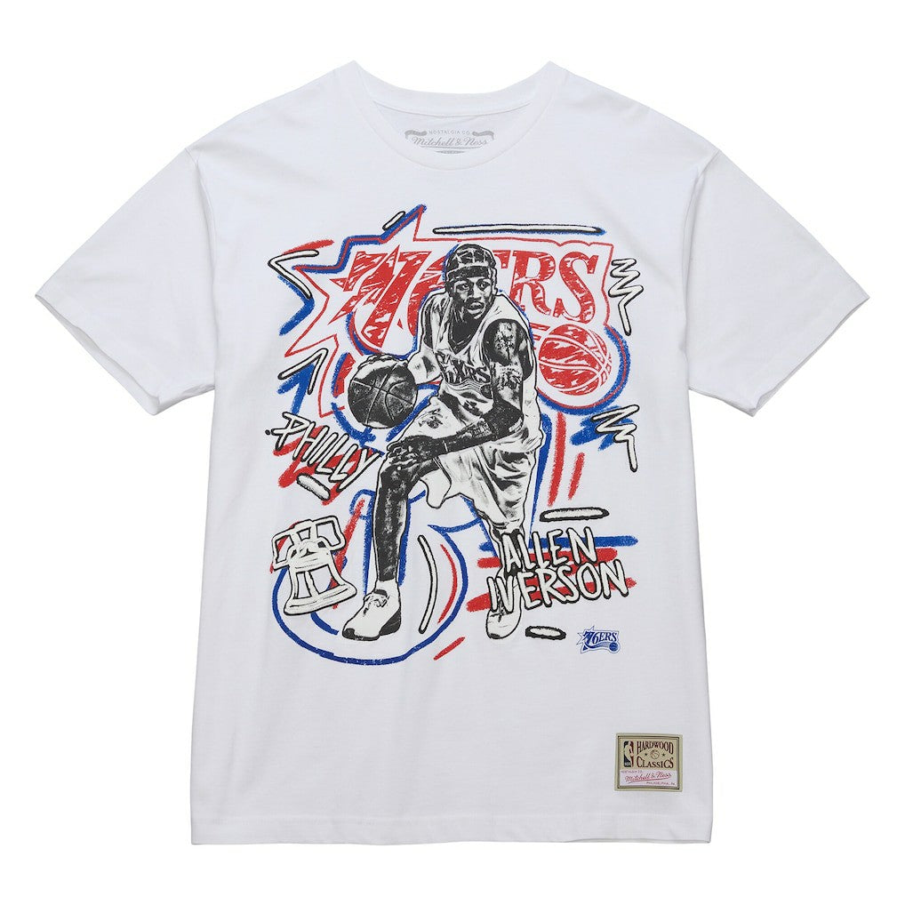 Mitchell & Ness Allen Iverson Philadelphia 76ers Hardwood Classics Chalked Up T-Shirt White