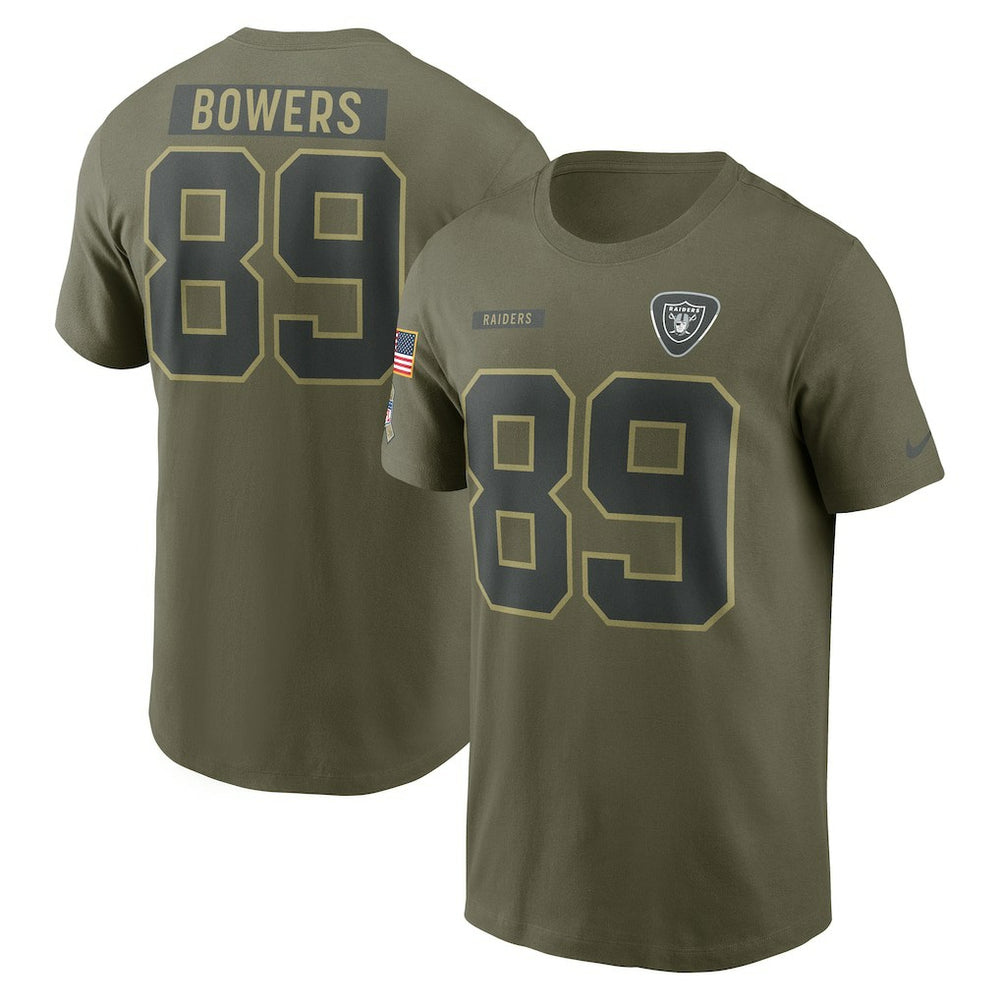 Brock Bowers Las Vegas Raiders 2025 Salute to Service Name & Number T-Shirt - Olive - Nike