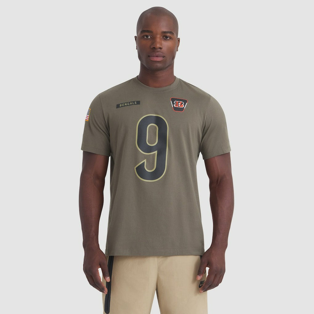 Joe Burrow Cincinnati Bengals 2025 Salute to Service Name & Number T-Shirt - Olive - Nike