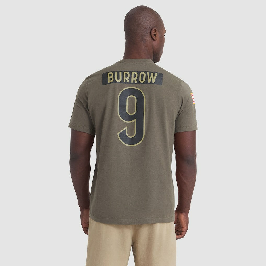 Joe Burrow Cincinnati Bengals 2025 Salute to Service Name & Number T-Shirt - Olive - Nike