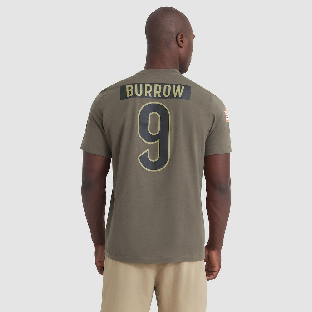 Joe Burrow Cincinnati Bengals 2025 Salute to Service Name & Number T-Shirt - Olive - Nike
