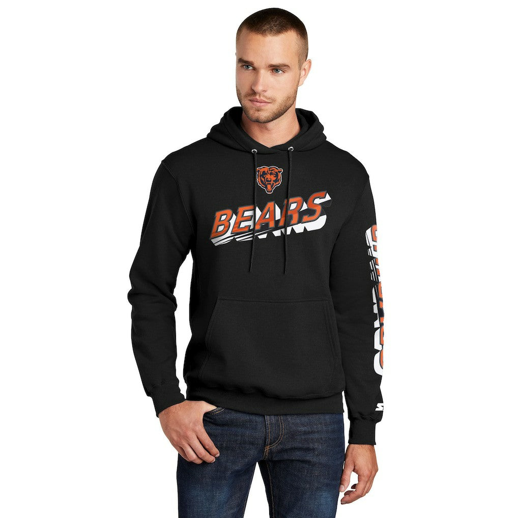 Chicago Bears Starter Wordmark Logo Pullover Hoodie - Black - NFL
