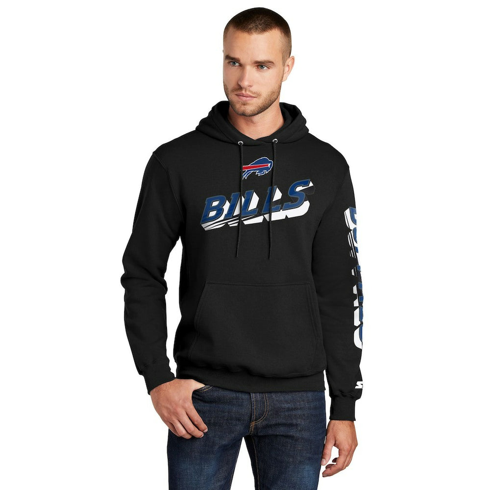 Buffalo Bills Starter Wordmark Logo Pullover Hoodie - Black - NFL
