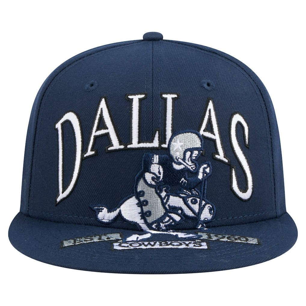 Dallas Cowboys New Era Throwback Oversized 59FIFTY Fitted Hat - Navy - NFL