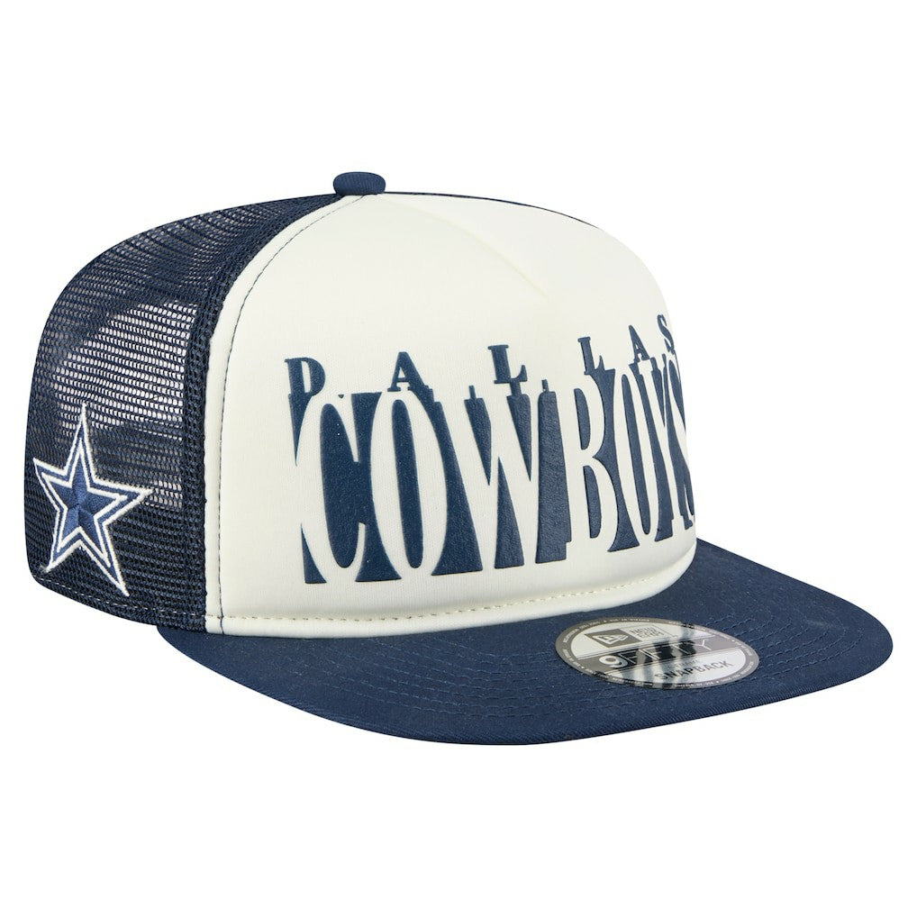 Dallas Cowboys New Era Cutout A-Frame 9FIFTY Snapback Hat - Cream/Navy - NFL
