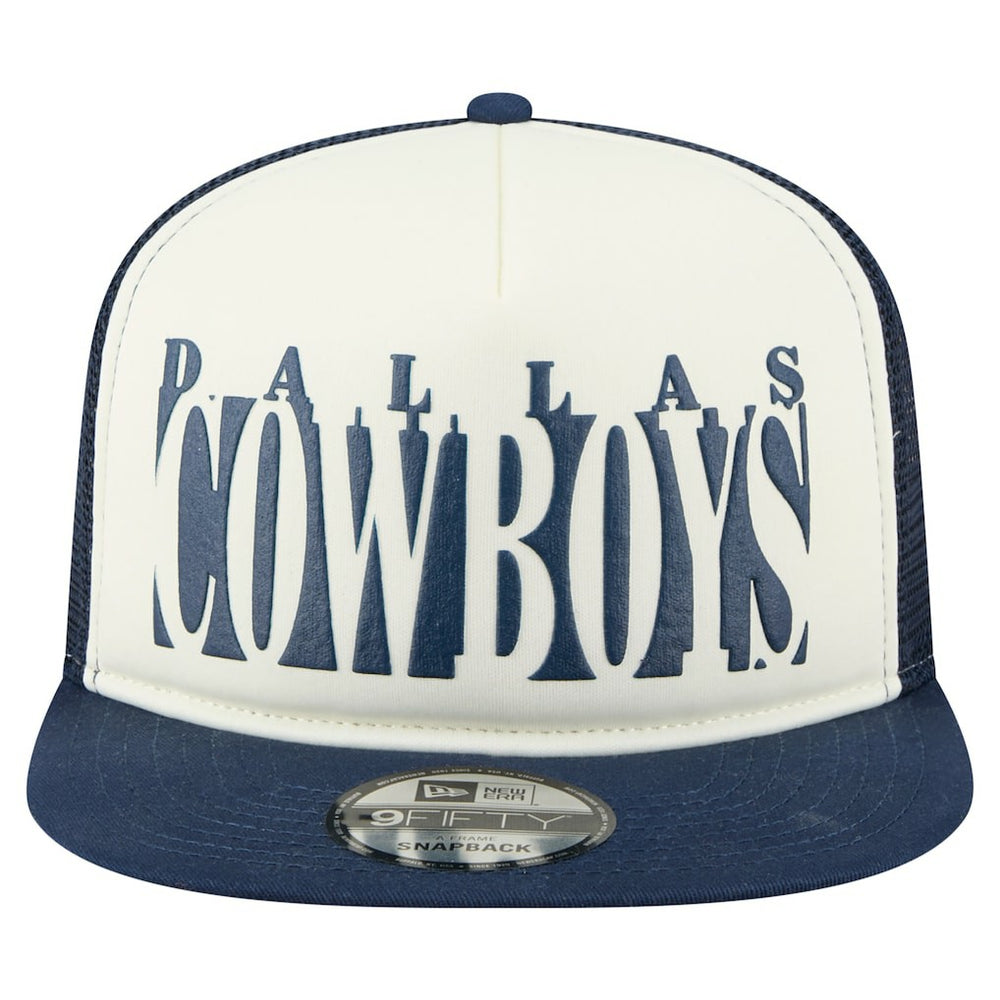Dallas Cowboys New Era Cutout A-Frame 9FIFTY Snapback Hat - Cream/Navy - NFL