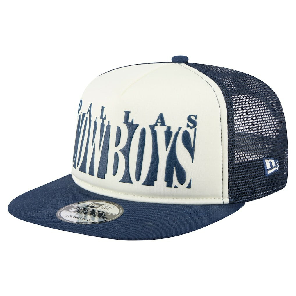 Dallas Cowboys New Era Cutout A-Frame 9FIFTY Snapback Hat - Cream/Navy - NFL