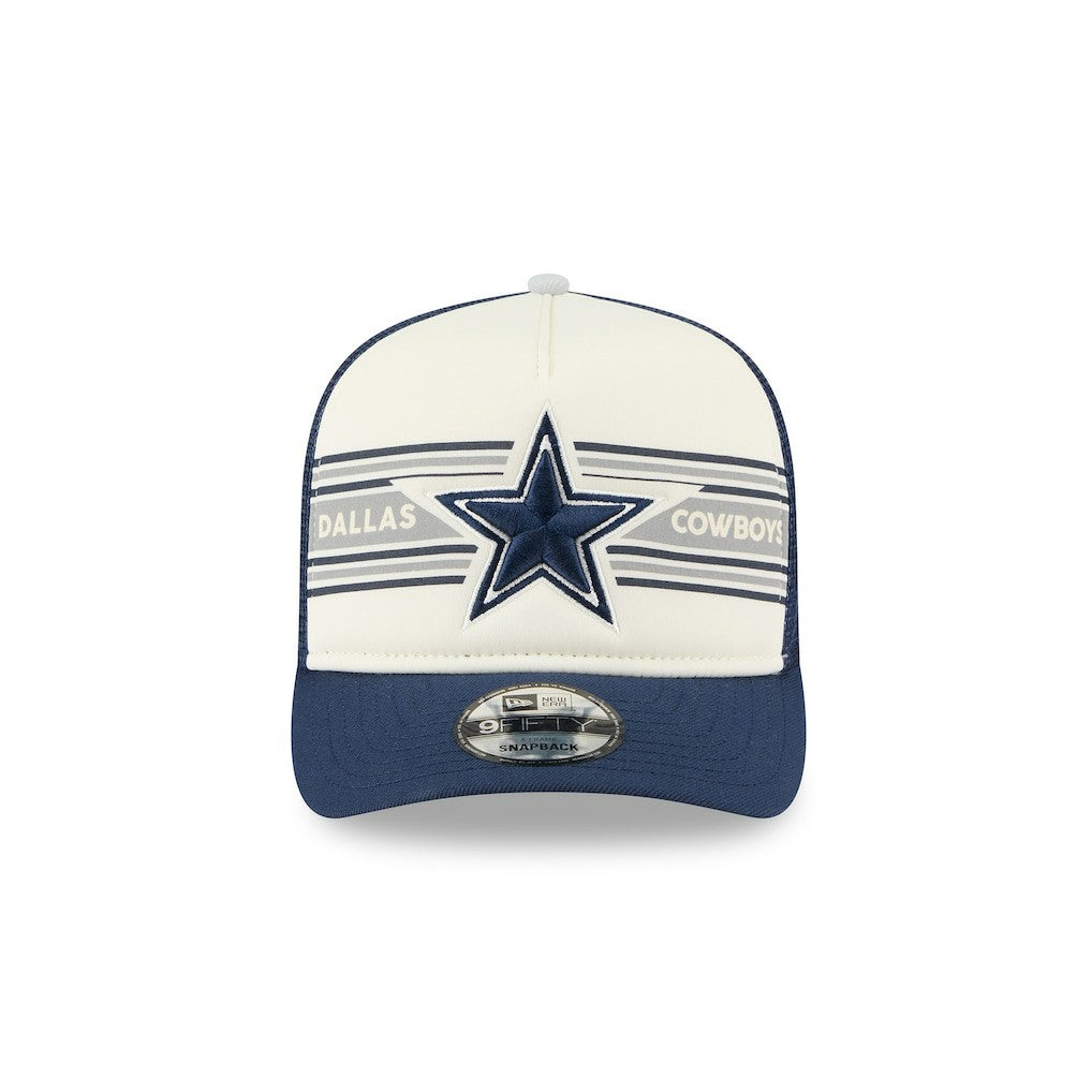 Dallas Cowboys New Era Banner A-Frame 9FIFTY Snapback Hat - Cream/Navy - NFL