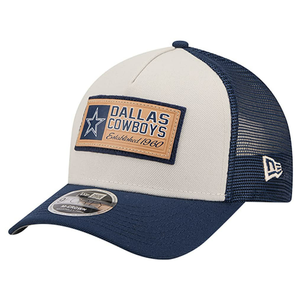 Dallas Cowboys New Era Two-Tone Text 9FORTY M-Crown Adjustable Hat - Stone/Navy - NFL