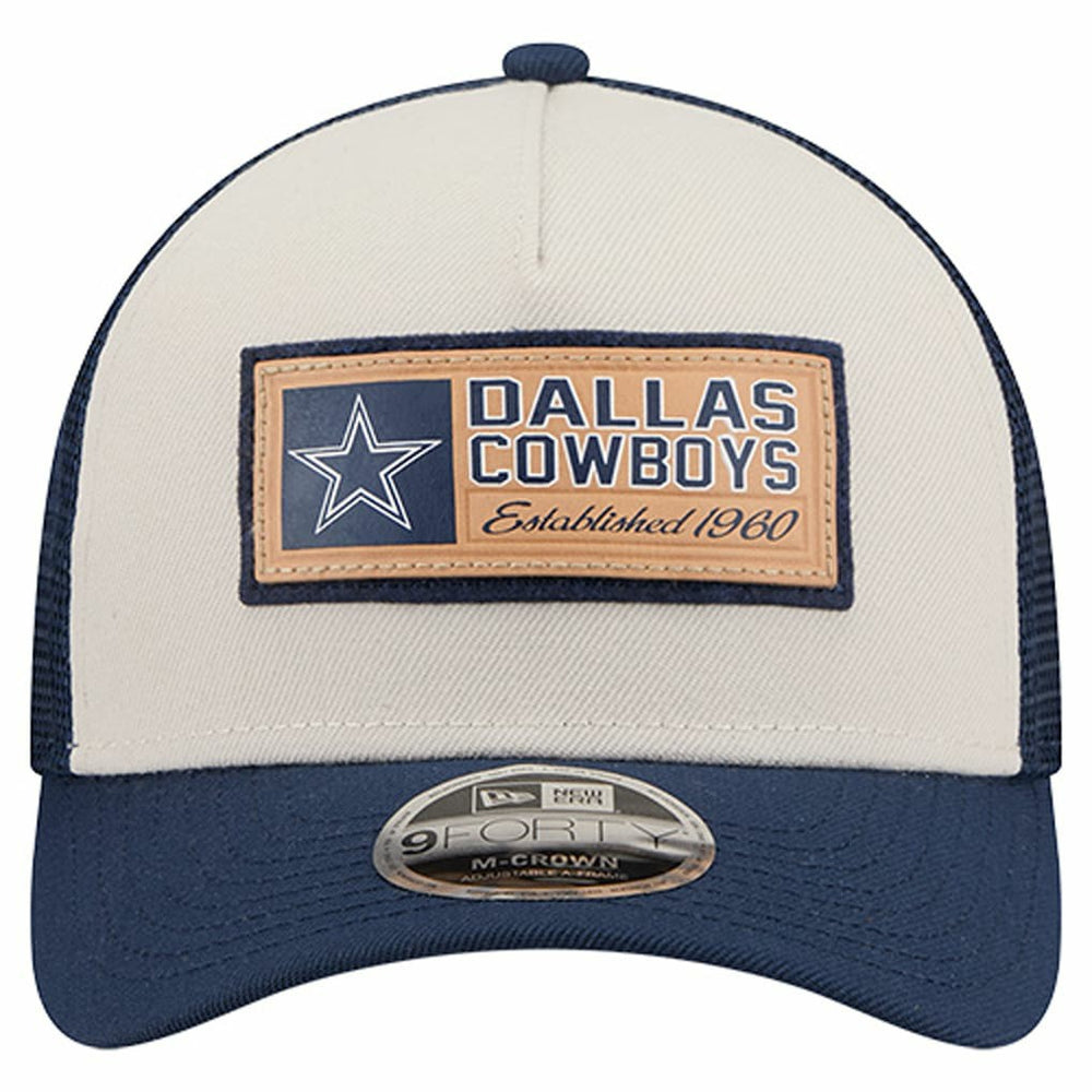 Dallas Cowboys New Era Two-Tone Text 9FORTY M-Crown Adjustable Hat - Stone/Navy - NFL