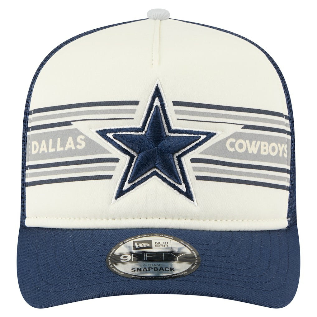Dallas Cowboys New Era Youth Banner A-Frame 9FIFTY Trucker Snapback Hat - Cream/Navy - NFL