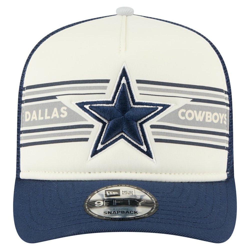 Dallas Cowboys New Era Youth Banner A-Frame 9FIFTY Trucker Snapback Hat - Cream/Navy - NFL