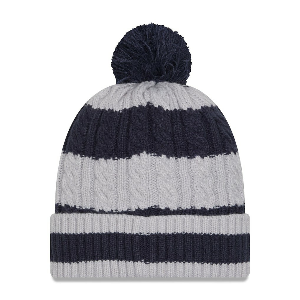 Dallas Cowboys New Era Women's Braided Cuffed Knit Hat with Pom - Navy - NFL