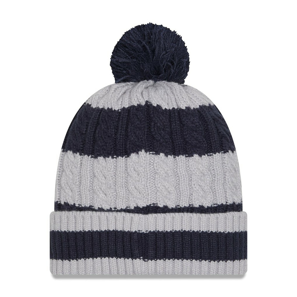 Dallas Cowboys New Era Women's Braided Cuffed Knit Hat with Pom - Navy - NFL