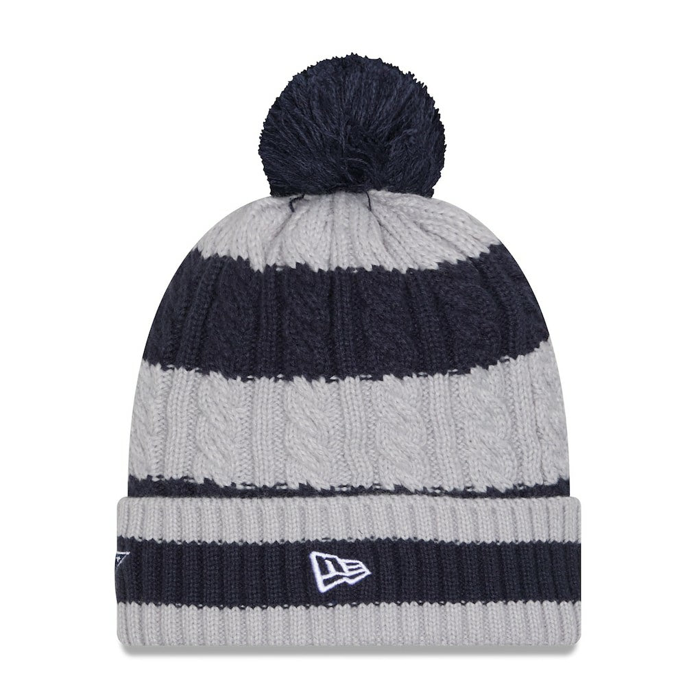 Dallas Cowboys New Era Women's Braided Cuffed Knit Hat with Pom - Navy - NFL