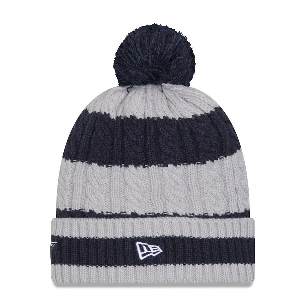 Dallas Cowboys New Era Women's Braided Cuffed Knit Hat with Pom - Navy - NFL