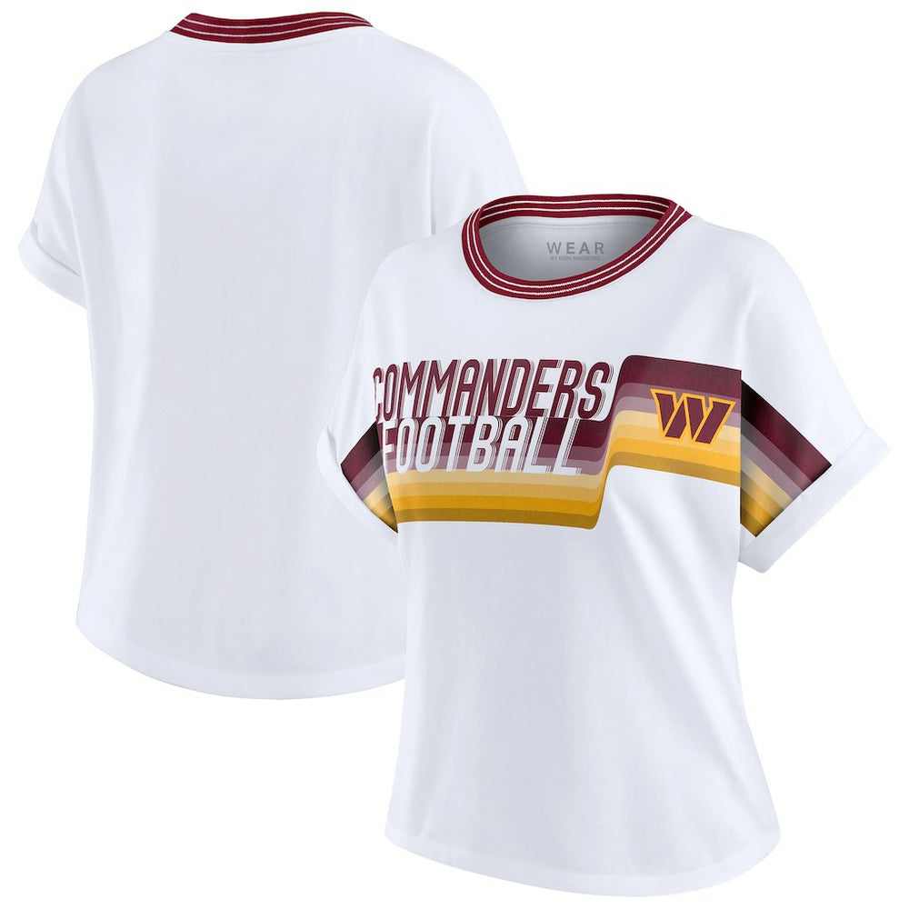 Washington Commanders WEAR by Erin Andrews Women's Cropped Center Stripe Dolman T-Shirt - White - NFL