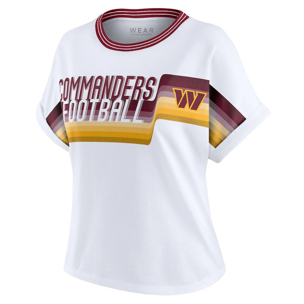 Washington Commanders WEAR by Erin Andrews Women's Cropped Center Stripe Dolman T-Shirt - White - NFL