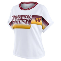 Washington Commanders WEAR by Erin Andrews Women's Cropped Center Stripe Dolman T-Shirt - White - NFL
