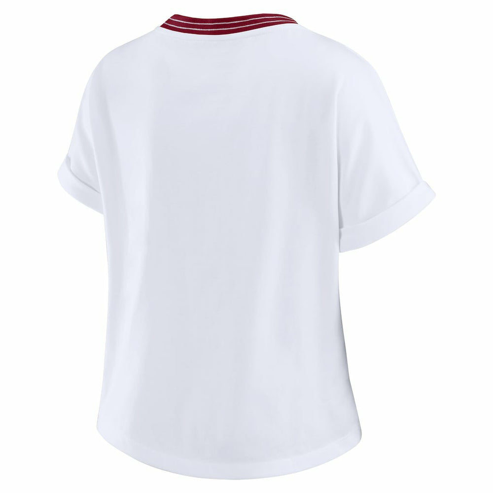 Washington Commanders WEAR by Erin Andrews Women's Cropped Center Stripe Dolman T-Shirt - White - NFL