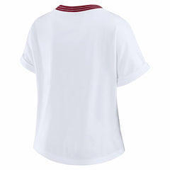 Washington Commanders WEAR by Erin Andrews Women's Cropped Center Stripe Dolman T-Shirt - White - NFL