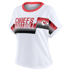 Kansas City Chiefs WEAR by Erin Andrews Women's Cropped Center Stripe Dolman T-Shirt - White - NFL
