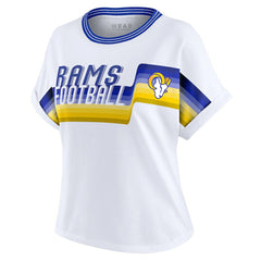 Los Angeles Rams WEAR by Erin Andrews Women's Cropped Center Stripe Dolman T-Shirt - White - NFL
