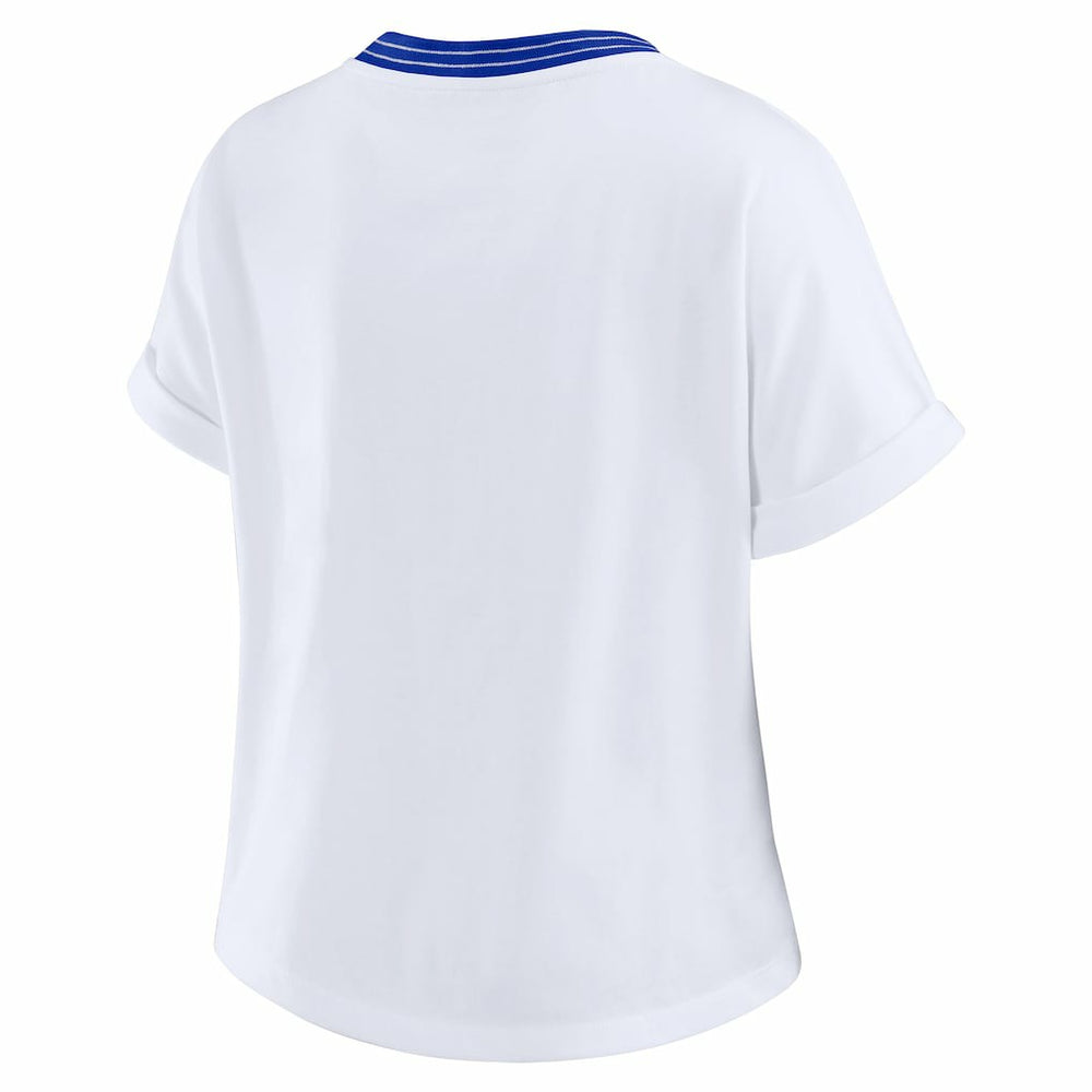 Los Angeles Rams WEAR by Erin Andrews Women's Cropped Center Stripe Dolman T-Shirt - White - NFL