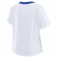 Los Angeles Rams WEAR by Erin Andrews Women's Cropped Center Stripe Dolman T-Shirt - White - NFL