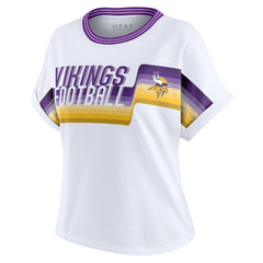 Minnesota Vikings WEAR by Erin Andrews Women's Cropped Center Stripe Dolman T-Shirt - White - NFL
